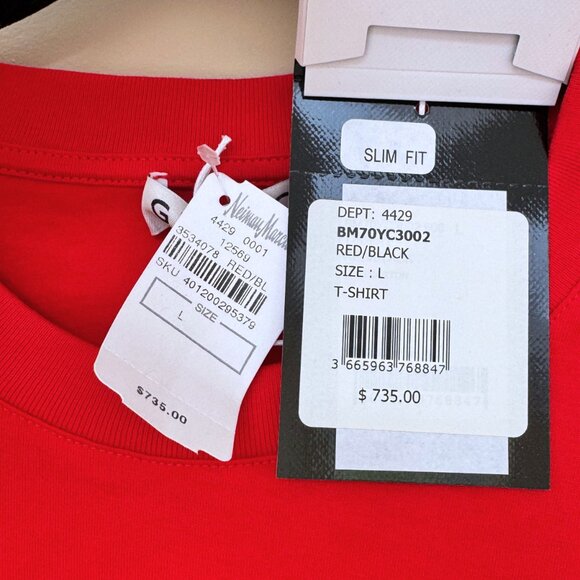 Givenchy Designer Men's Red- Black Embroidered Logo T-Shirt – Size L & XL - Picture 8 of 9